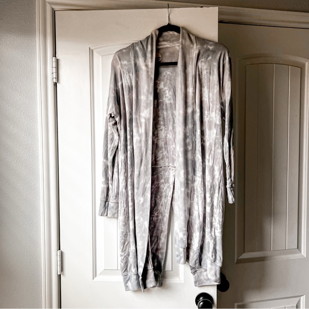 Sundown Grey Tie dye Cardigan Sweater Small